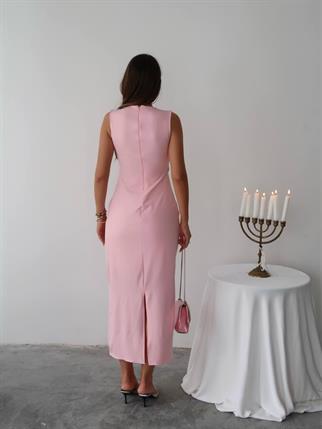 Mona Taş Detay Atlas Kumaş Uzun Elbise