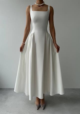 Kalın Askılı Hera Uzun Atlas Elbise