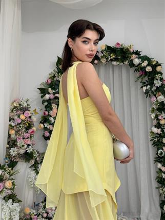 Luen Yırtmaç Detaylı Elbise