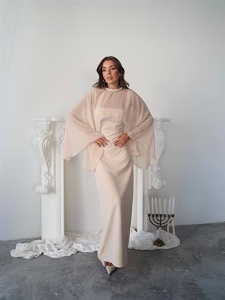 Alesta Tül Detaylı Tasarım Uzun Elbise