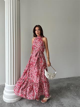 Nose Desenli Uzun Elbise