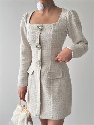 Sassa Düğme Detaylı Elbise