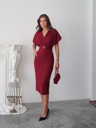 Klein Kemer Detaylı V Yaka Elbise