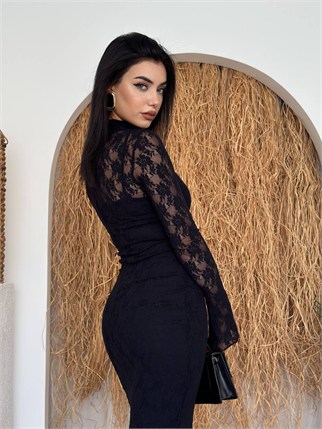 Beela Midi Dantel Tasarım Elbise KOD 00226 E6