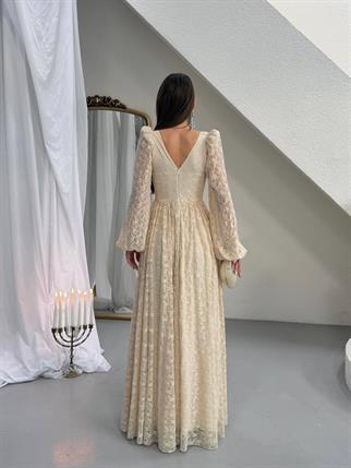 Vitange Korse Detaylı Uzun Tasarım Dantel Elbise