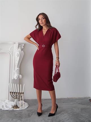 Klein Kemer Detaylı V Yaka Elbise