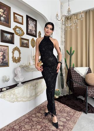 Gerne Boyun Bağlamalı Elbise