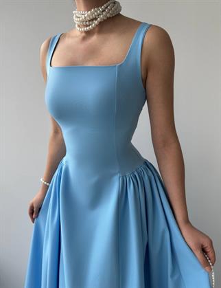 Kalın Askılı Hera Uzun Atlas Elbise