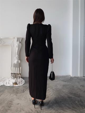 Barley Taş Baskılı Yırtmaclı Uzun elbise