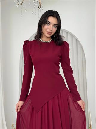 Elor Asimetrik Drapeli Elbise