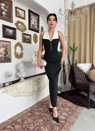 Fermuar İnci Detaylı Elbise