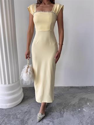 Elenor Uzun Atlas Elbise