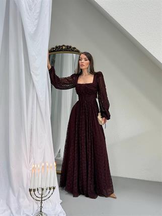 Vitange Korse Detaylı Uzun Tasarım Dantel Elbise