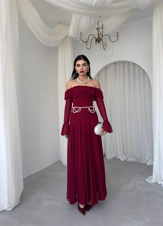 Ester Dantel Detaylı Straplez Elbise