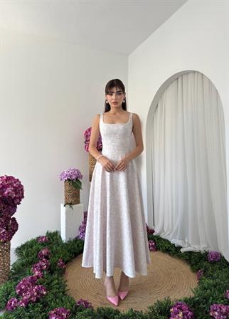 Kalf Çiçek Detaylı Elbise