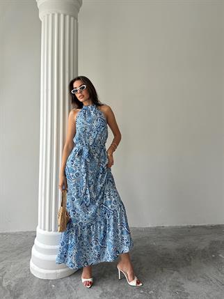 Nose Desenli Uzun Elbise