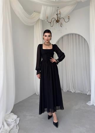 Tamo Korsaj Bağlamalı Uzun Elbise