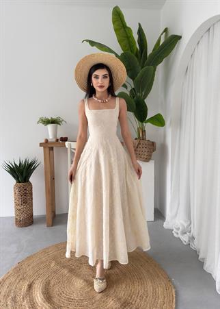 Mahide Uzun Keten Elbise
