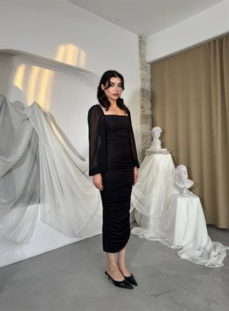 Engla Buzgulu Midi Elbise