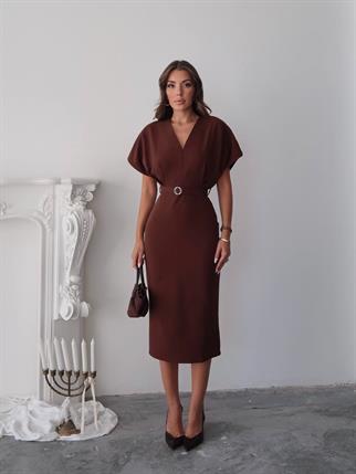 Klein Kemer Detaylı V Yaka Elbise