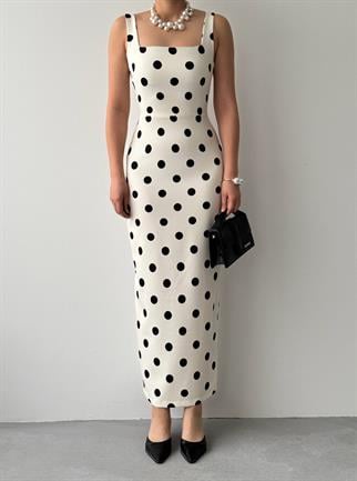 Wexe Puantiyeli Midi Elbise 