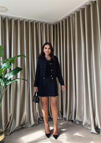 Kadın Tüvit Elbise Ceket Takımı