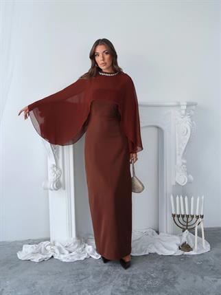 Alesta Tül Detaylı Tasarım Uzun Elbise