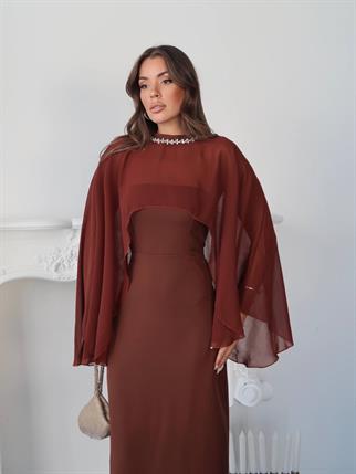 Alesta Tül Detaylı Tasarım Uzun Elbise