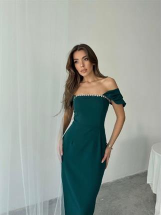 Elenor Uzun Atlas Elbise