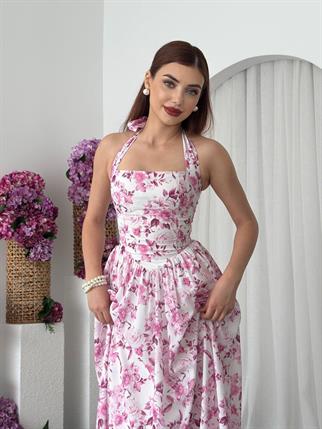 Rans Çiçek Desen Midi Elbise