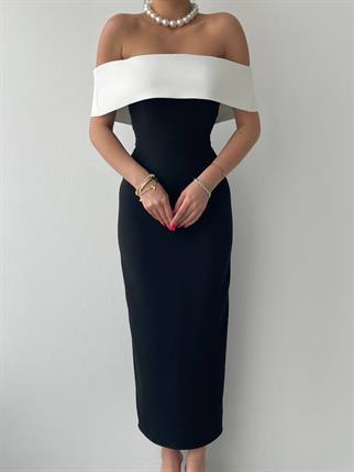 Madonna Uzun Siyah Beyaz Elbise