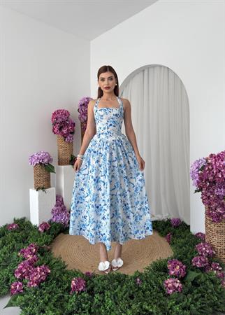 Rans Çiçek Desen Midi Elbise