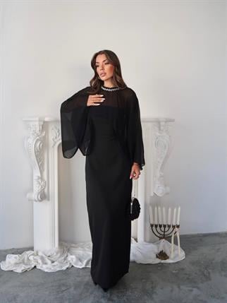 Alesta Tül Detaylı Tasarım Uzun Elbise 