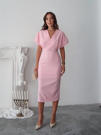 Klein Kemer Detaylı V Yaka Elbise 