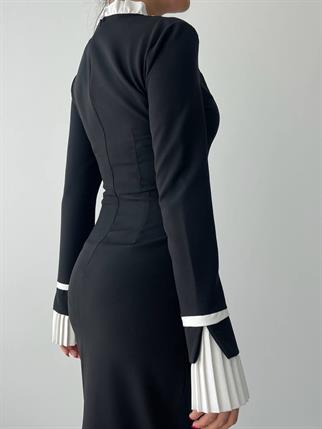 Ruby Fırfır Detay Manşet Kol Midi Elbise