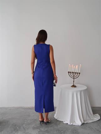 Mona Taş Detay Atlas Kumaş Uzun Elbise