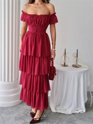 Zuzu Straplez Şifon Uzun Elbise