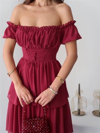 Zuzu Straplez Şifon Uzun Elbise