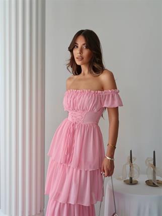 Zuzu Straplez Şifon Uzun Elbise