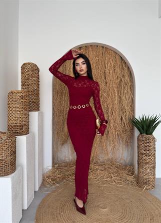 Beela Midi Dantel Tasarım Elbise