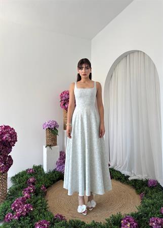 Kalf Çiçek Detaylı Elbise