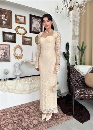 Jelon Uzun Dantel Tasarım Elbise