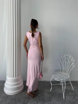 	Pars Uzun Degaje Yaka Uzun Sandy Elbise