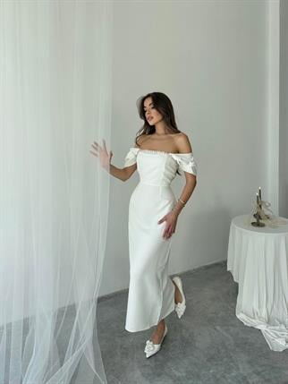 Elenor Uzun Atlas Elbise