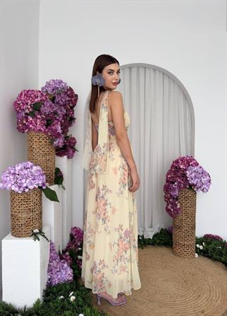 Elena Şifon Şal Detay Uzun Elbise