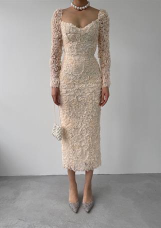 Folers Çiçek Desenli Elbise