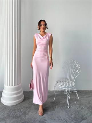 	Pars Uzun Degaje Yaka Uzun Sandy Elbise