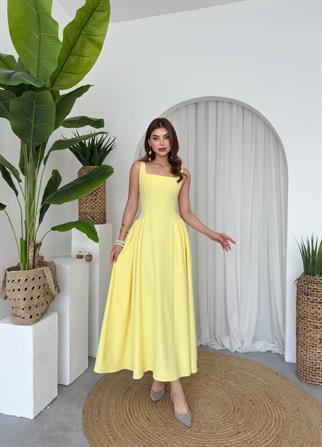 Kalın Askılı Hera Uzun Atlas Elbise