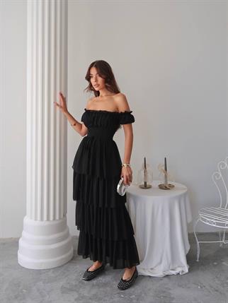 Zuzu Straplez Şifon Uzun Elbise