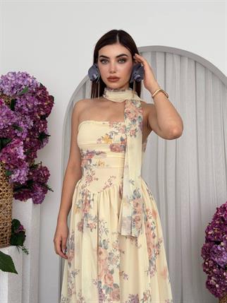 Elena Şifon Şal Detay Uzun Elbise